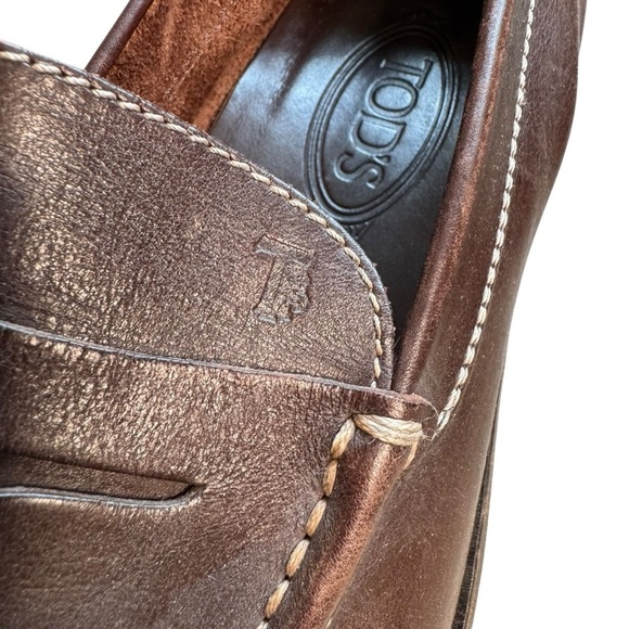 Tod\'s Brown Suede Leather Mens 9 Casual Driving Penny Loafer Dress Shoes S3 main image 12
